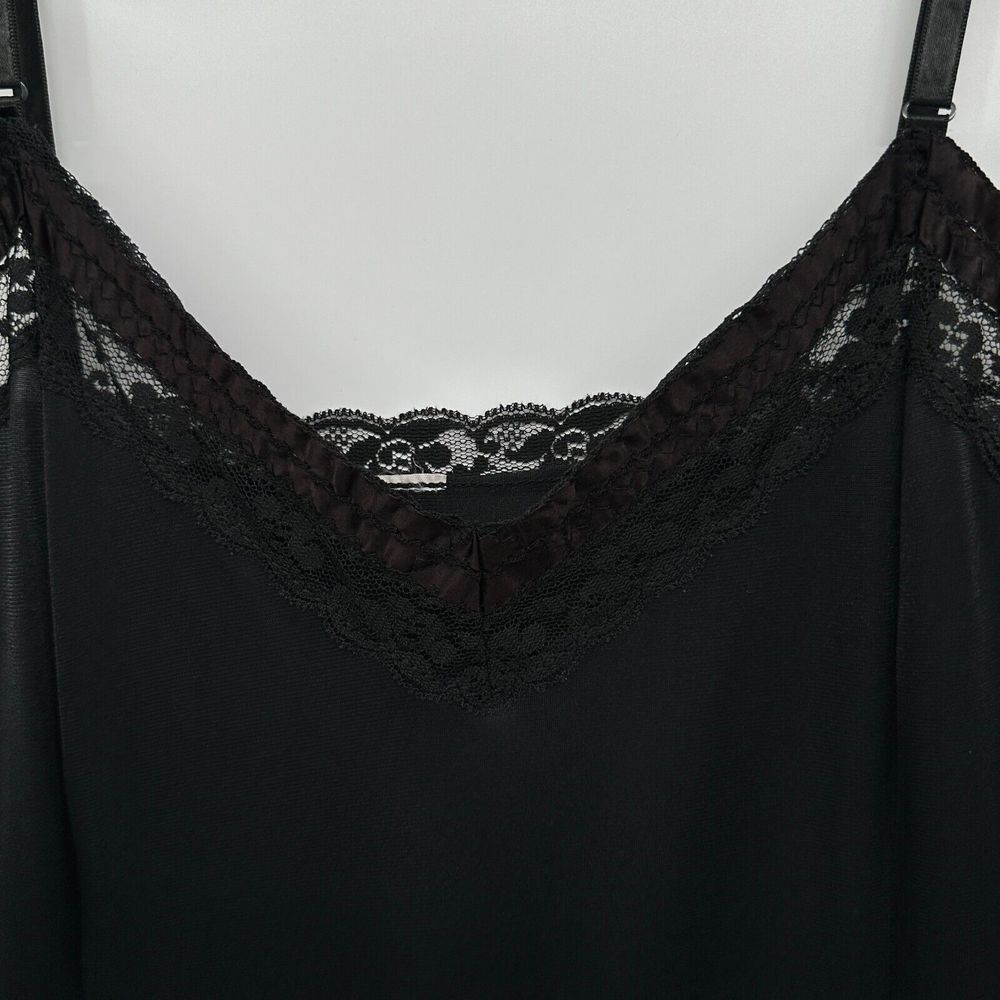 Vintage‎ Black Midi Slip Dress 39" Bust L XL Silky Stretch Adjustable Whimsigoth - Picture 5 of 8